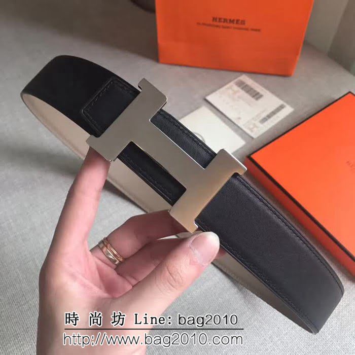 愛馬仕HERMES REVERSIBLE LEATHER 雙面可用高端男士皮帶 HHG1685